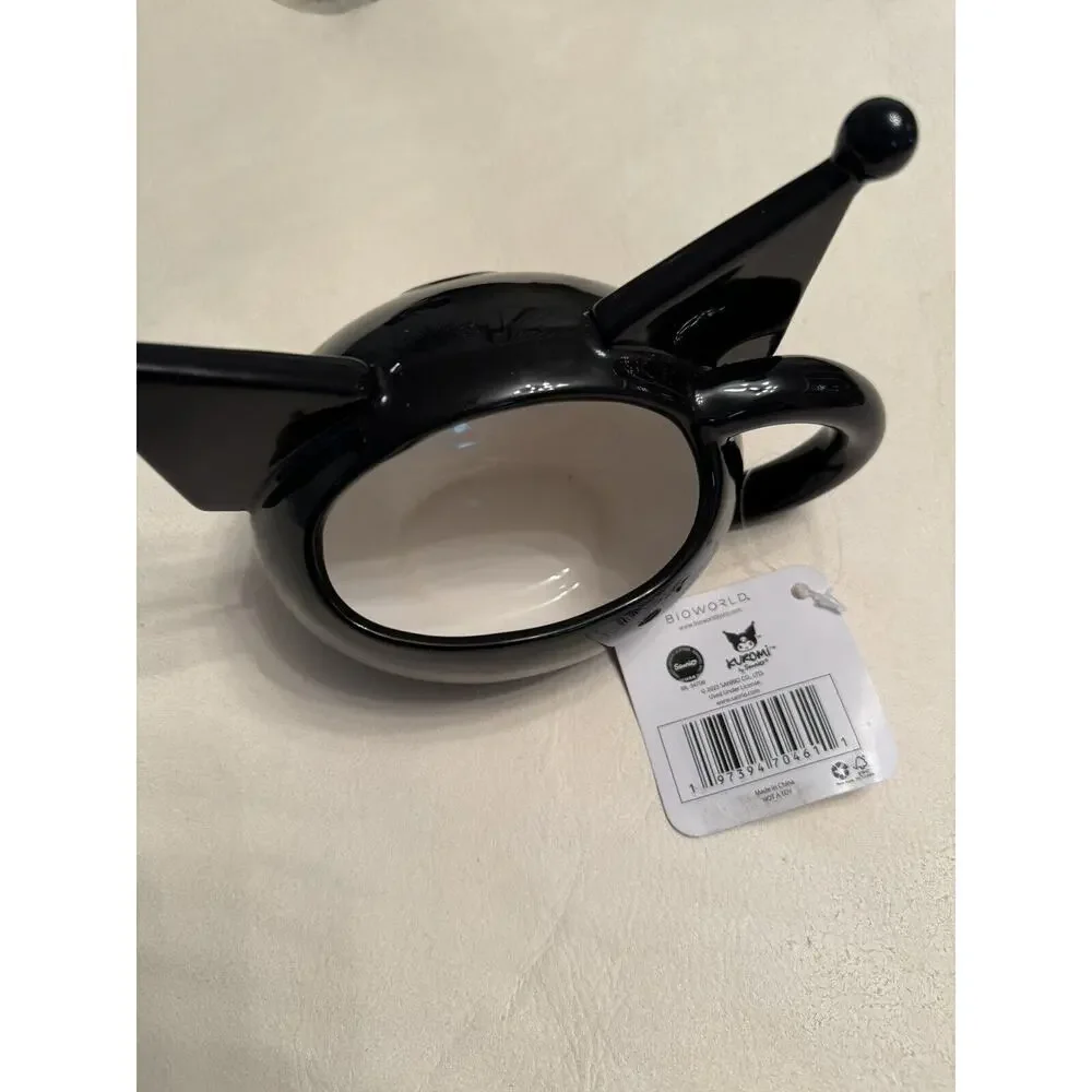 NWT Kuromi Hello Kitty & Friends Sanrio Sculpted Ceramic Mug Cup Black White - Picture 2 of 7